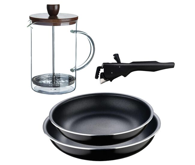 Frigideiras de indução click&cook ø22ø26cm e cafeteira francesa