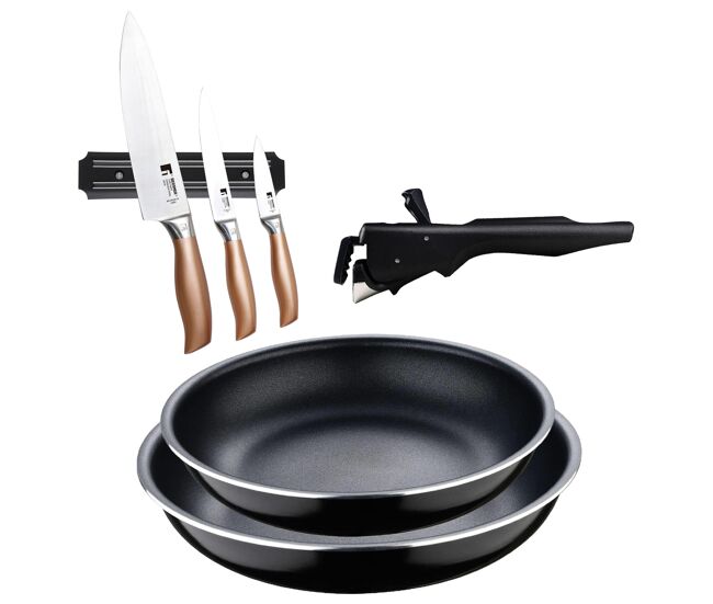 Frigideiras de indução click&cook ø22ø26cm e facas de cozinha