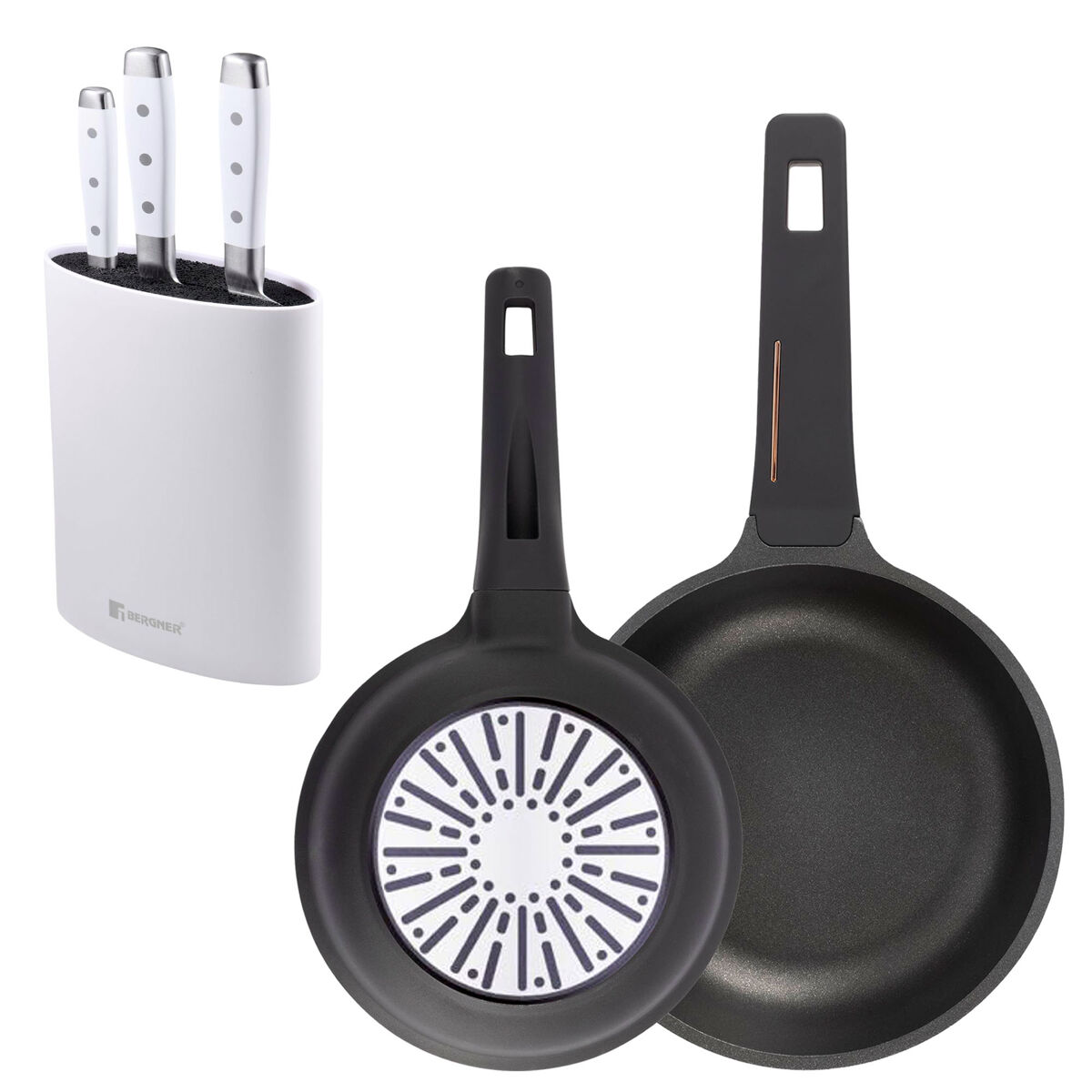Frigideiras de indução copper ø20ø24cm e facas de cozinha