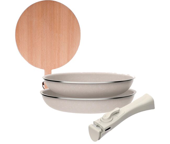 Frigideiras de indução click&cook ø24ø28cm e tábua de corte