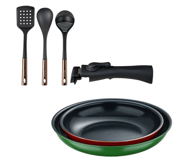 Frigideiras de indução click&cook ø22ø26cm e utensílios de cozinha