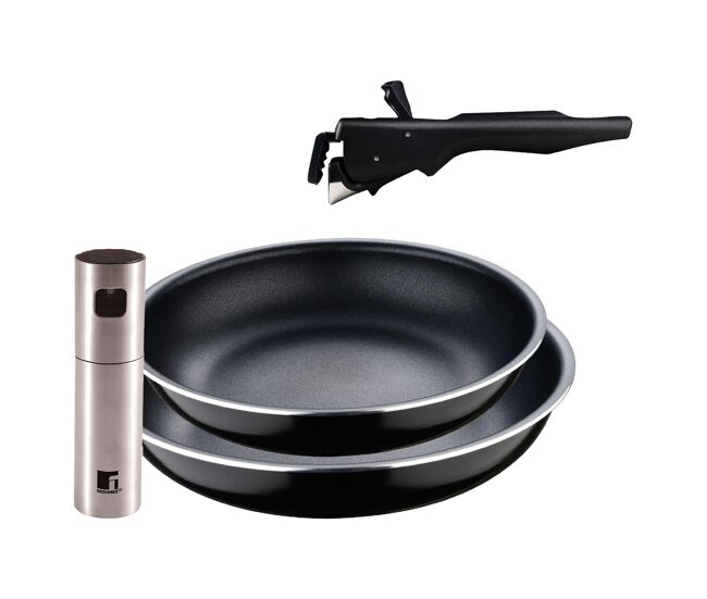 Frigideiras de indução click&cook ø22ø26cm e pulverizador de óleo