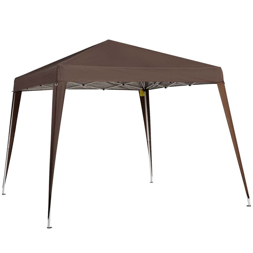 Outsunny tenda dobrável 3x3 m tenda pop-up de jardim altura ajustável com saco de transporte anti-uv impermeável castanho