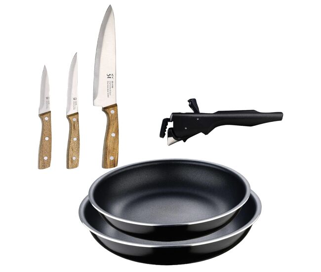Frigideiras de indução click&cook ø22ø26cm e facas de cozinha