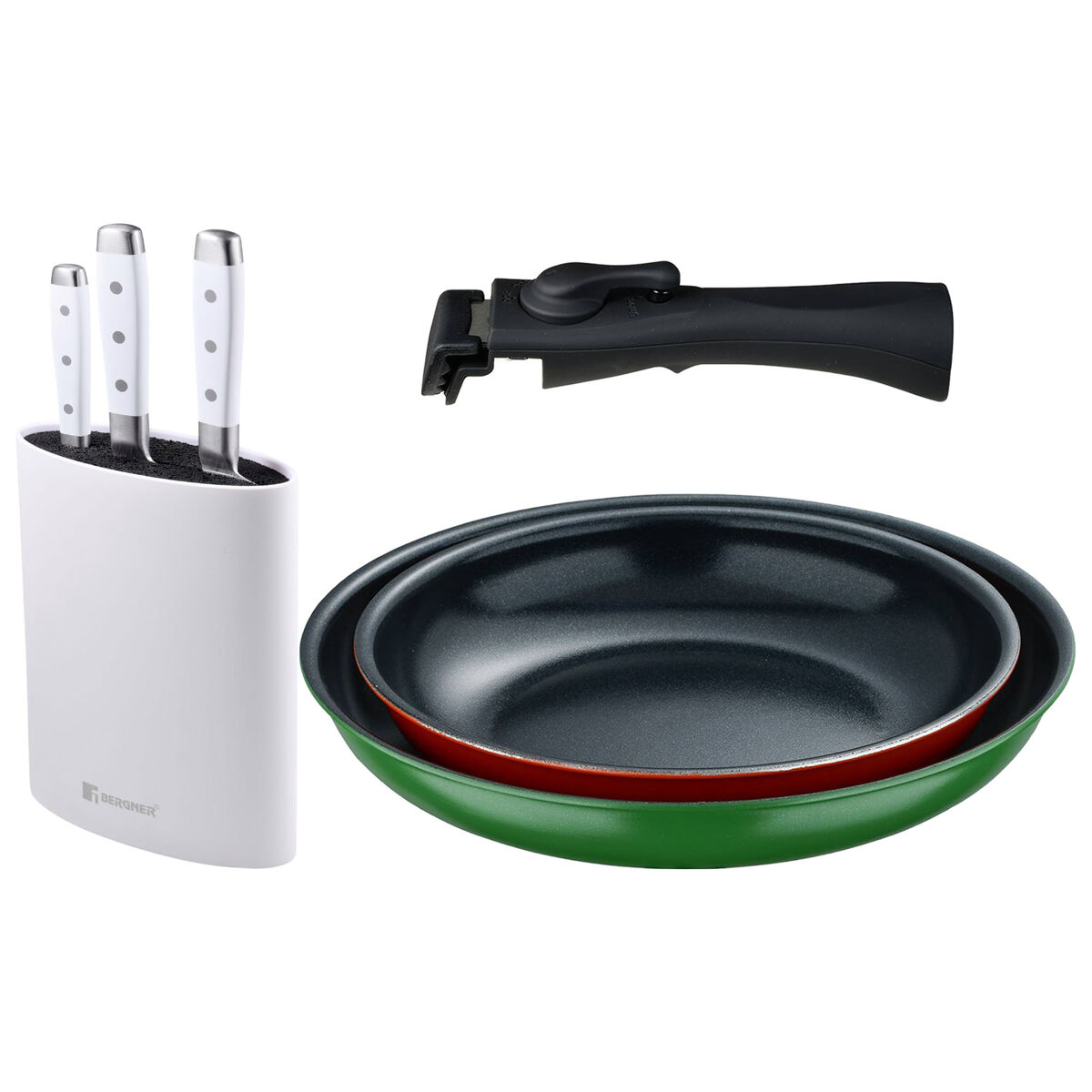 Frigideiras de indução click&cook ø22ø26cm e facas de cozinha