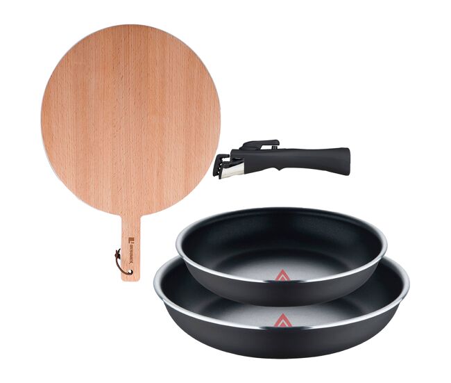 Frigideiras de indução click&cook ø22ø26cm e tábua de corte
