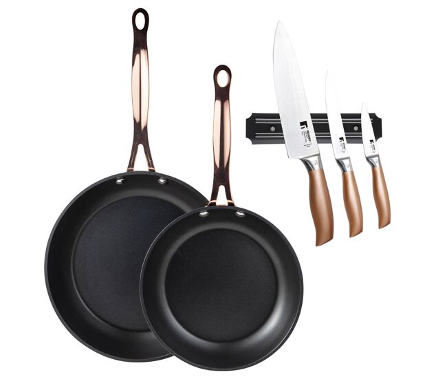 Frigideiras de indução de cobre ø20ø24cm e facas de cozinha