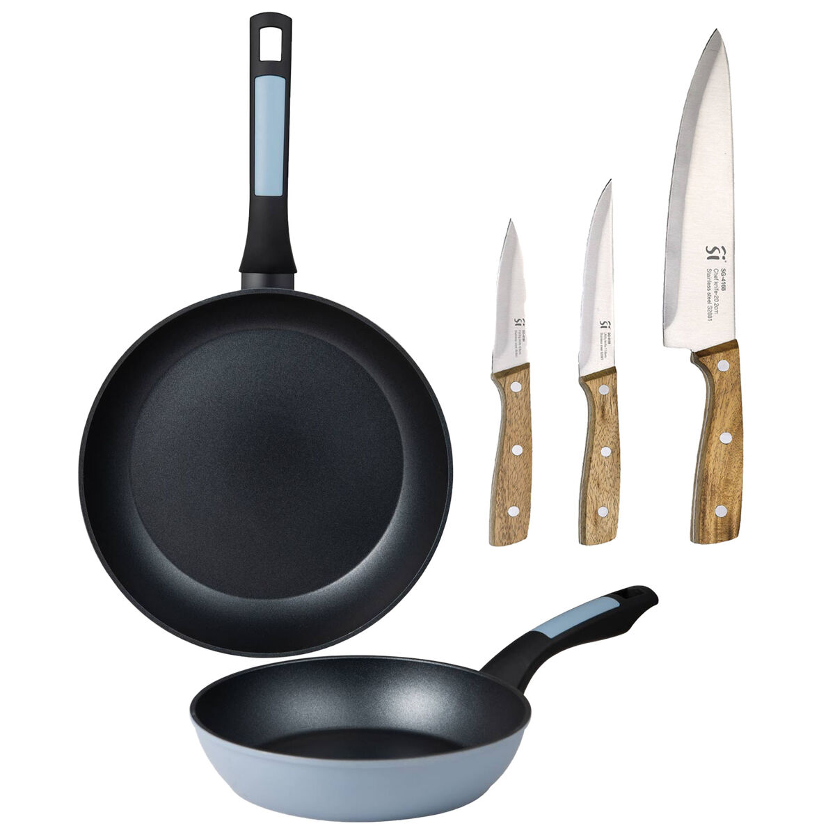 Frigideiras de indução noia ø20ø26cm e facas de cozinha