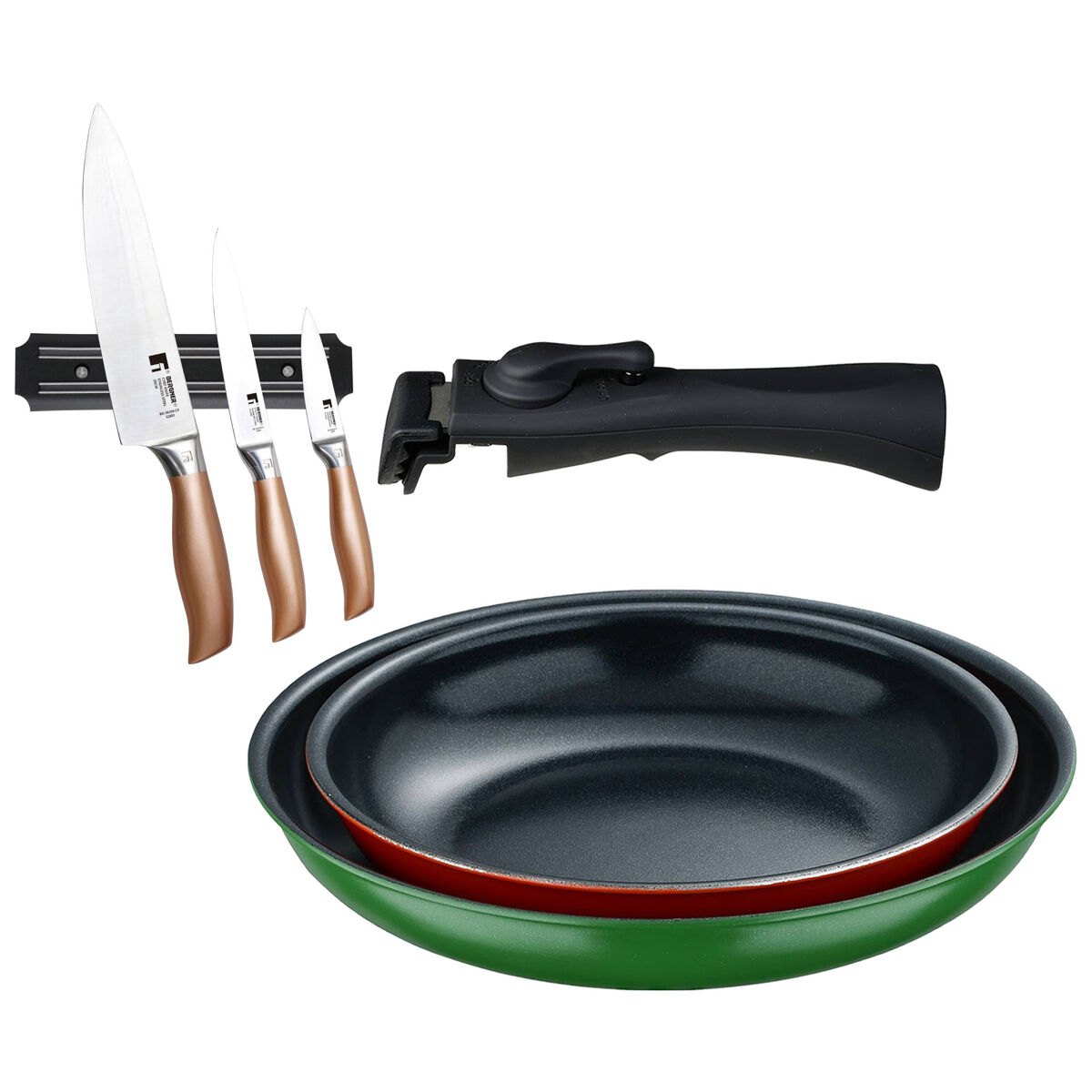 Frigideiras de indução click&cook ø22ø26cm e facas de cozinha