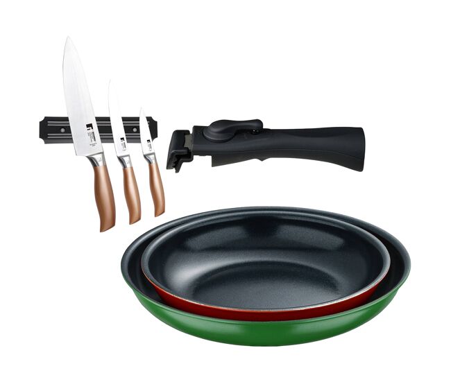 Frigideiras de indução click&cook ø22ø26cm e facas de cozinha