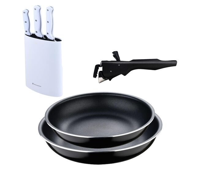Frigideiras de indução click&cook ø22ø26cm e facas de cozinha