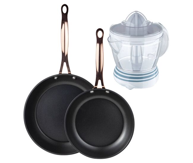 Frigideiras de indução de cobre ø20ø24cm e espremedor de 1,2l