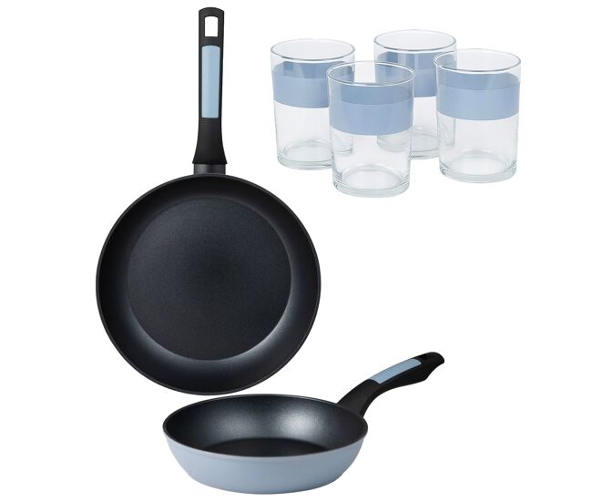 Frigideiras de indução noia ø20ø26cm e 4 copos de 0,5l