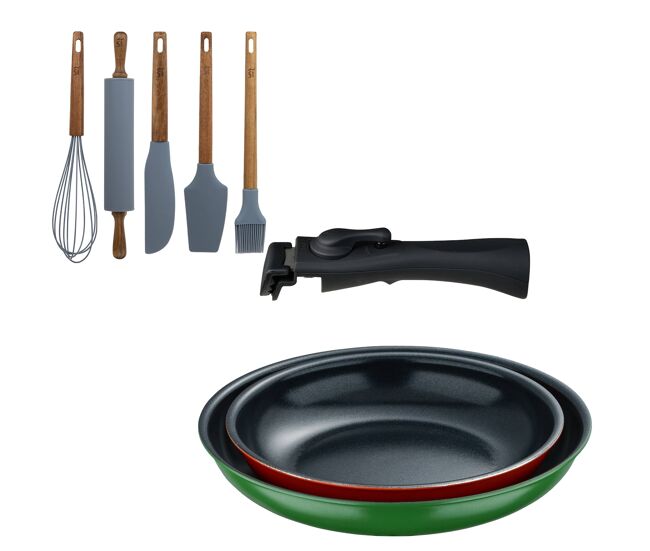 Frigideiras de indução click&cook ø22ø26cm e utensílios de cozinha