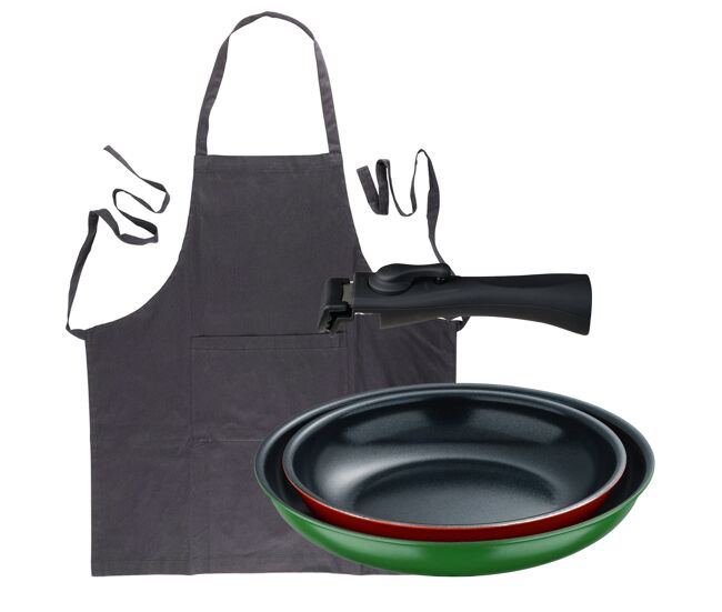 Frigideiras de indução click&cook ø22ø26cm e avental cinza