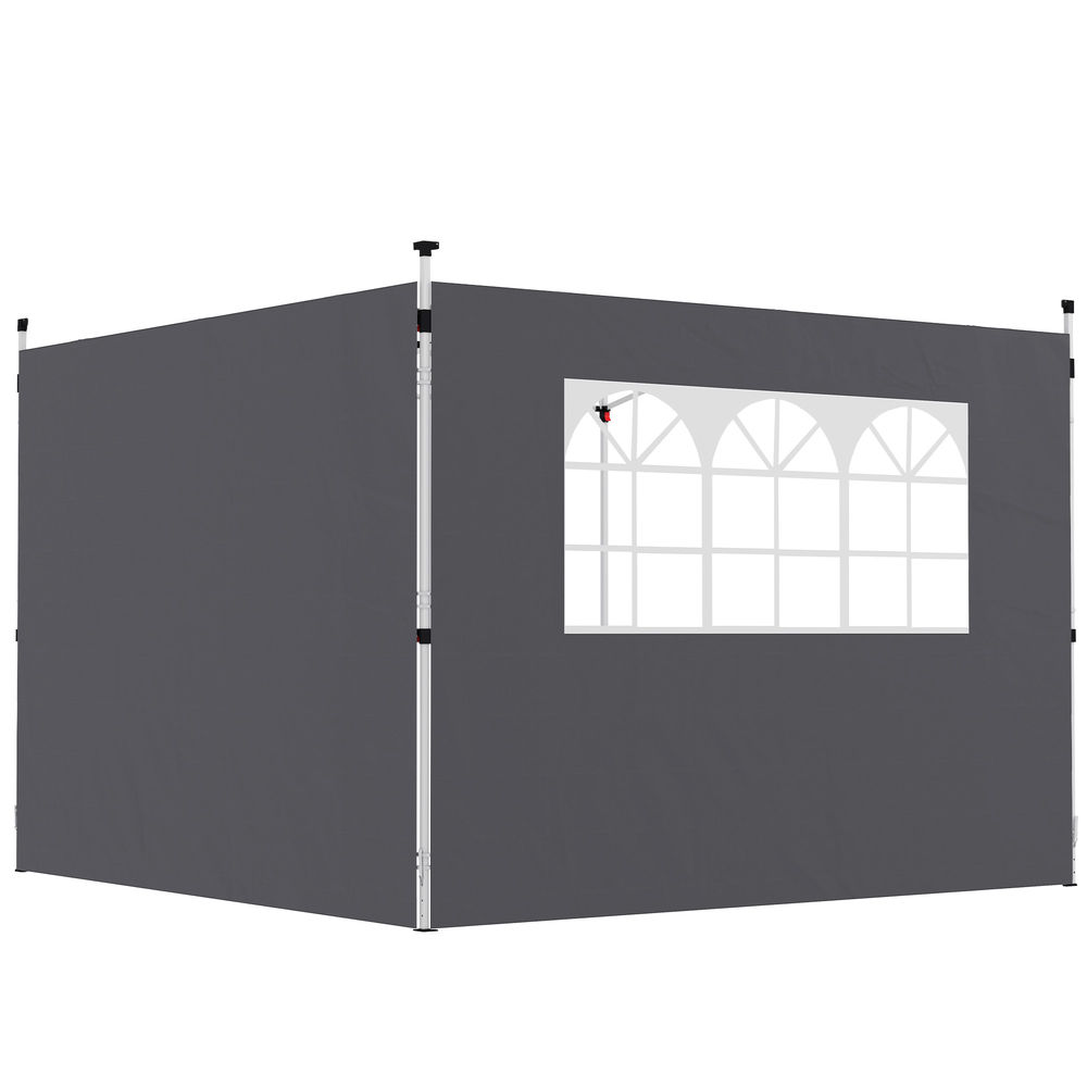 Outsunny 2 paredes laterais para tendas de 295x200 cm laterais de substituição para pavilhão de tecido oxford com janela para jardim exterior festas