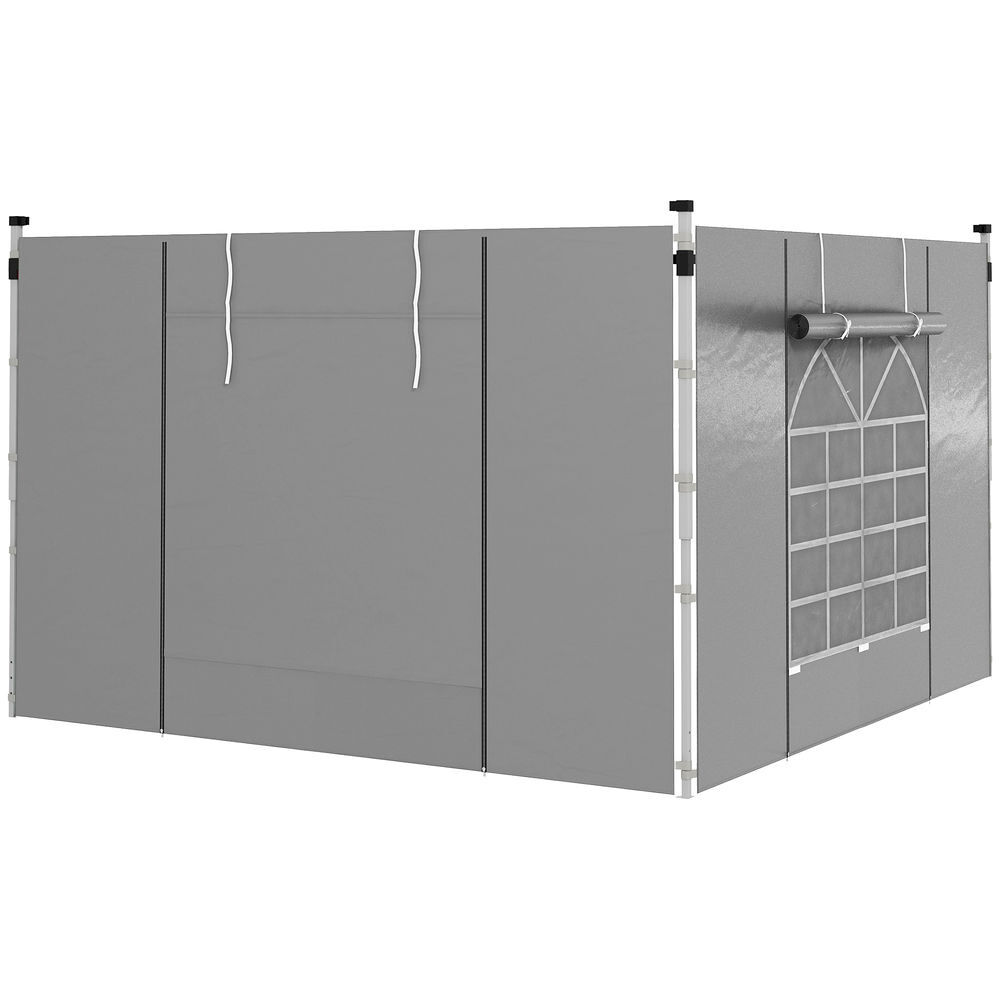 Outsunny 2 paredes laterais para tendas 3 x 3 / 3 x 6 m, 300x200 cm, paredes de substituição para pavilhão em tecido oxford com janela enrolável e