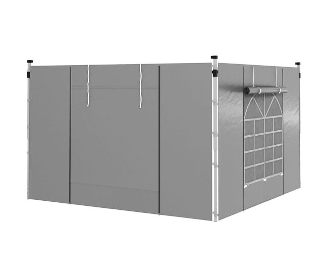Outsunny 2 paredes laterais para tendas 3 x 3 / 3 x 6 m, 300x200 cm, paredes de substituição para pavilhão em tecido oxford com janela enrolável e