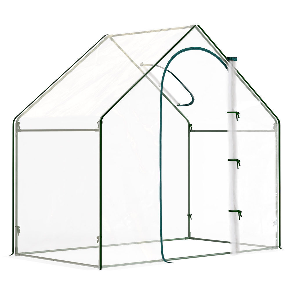 Outsunny estufa pequena, estufa de exterior com janela e porta com fecho estrutura de aço cobertura de plástico impermeável anti-uv para cultivar