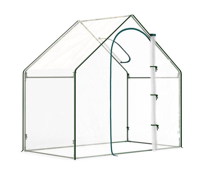 Outsunny estufa pequena, estufa de exterior com janela e porta com fecho estrutura de aço cobertura de plástico impermeável anti-uv para cultivar