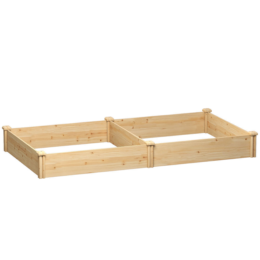 Outsunny floreira elevada em madeira horta urbana para cultivar plantas vaso exterior com divisor e base aberta pintura diy para jardim terraço