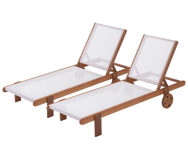 Espreguiçadeira de madeira "saïgon" - maple - cru - lote de 2