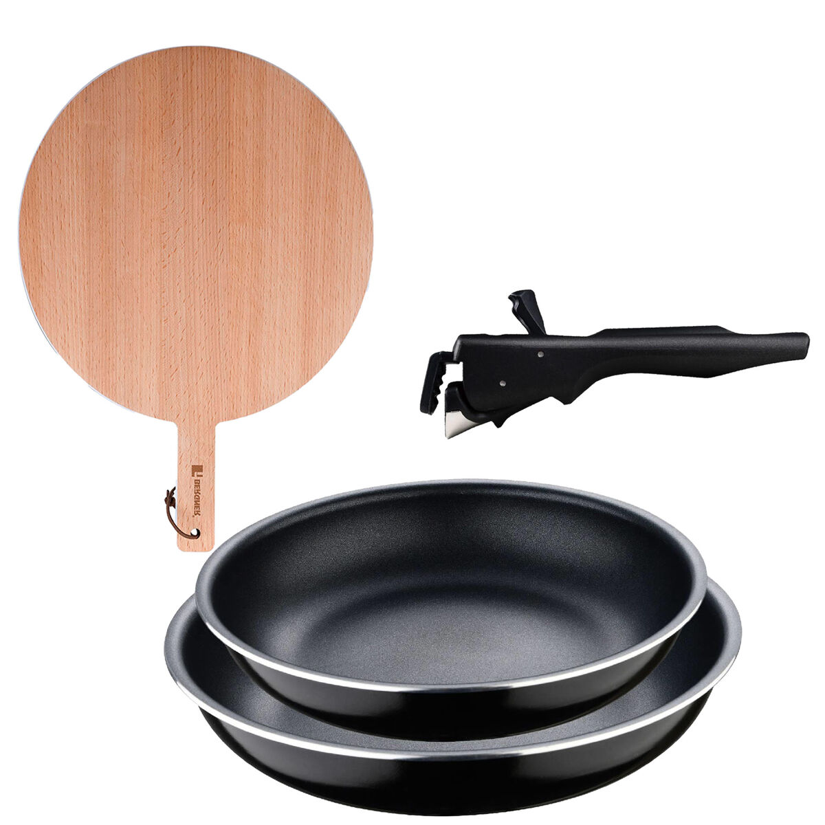 Frigideiras de indução click&cook ø22ø26cm e tábua de corte