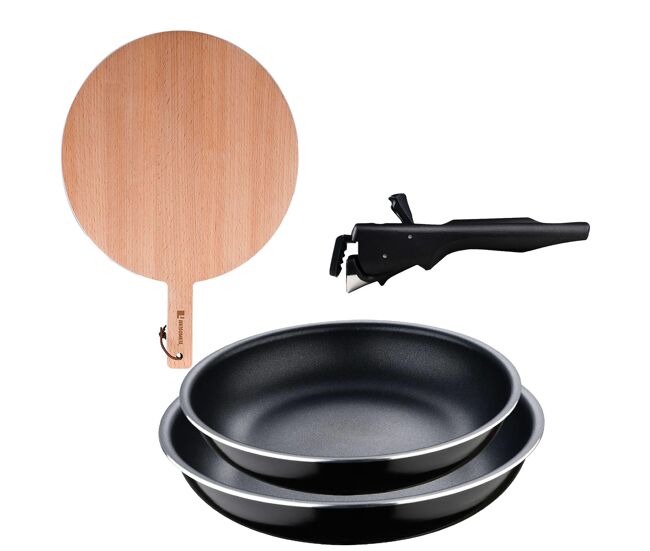 Frigideiras de indução click&cook ø22ø26cm e tábua de corte