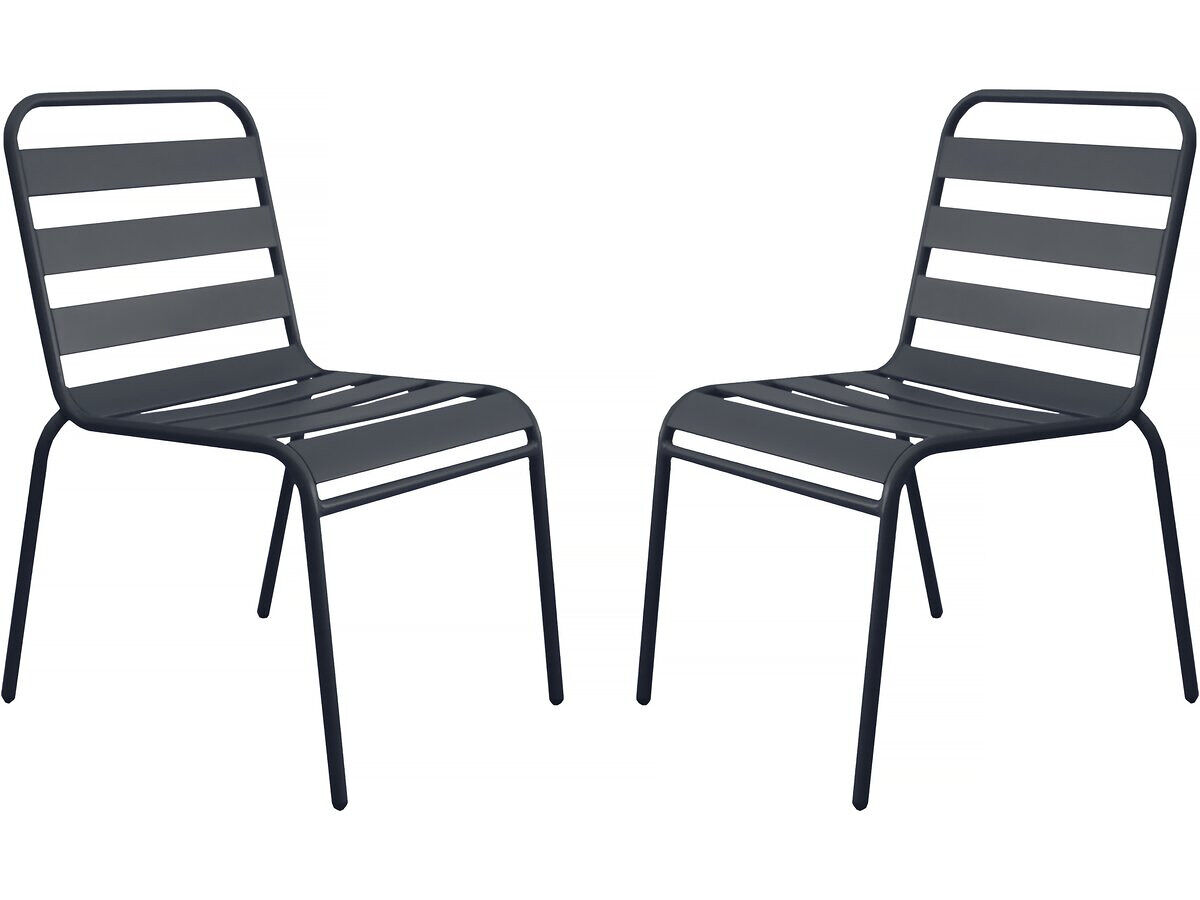 Conjunto de 2 cadeiras de jardim empilháveis ??em metal "bilbau" - gris