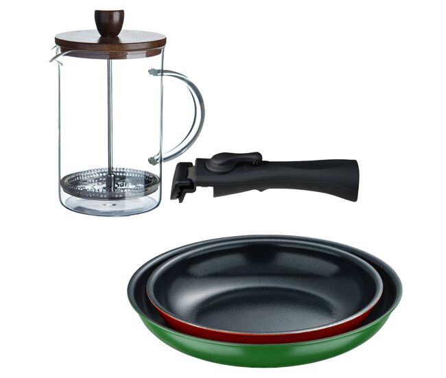 Frigideiras de indução click&cook ø22ø26cm e cafeteira francesa