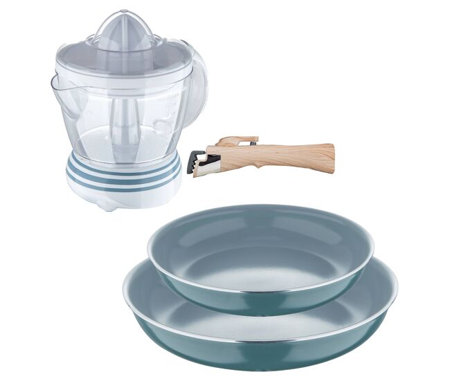 Frigideiras de indução click&cook ø24ø28cm e espremedor de 1,2l