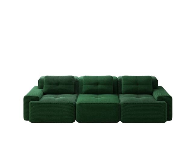 Sofá modular de 3 lugares - cloud, profundo e confortável, sem montagem - verde
