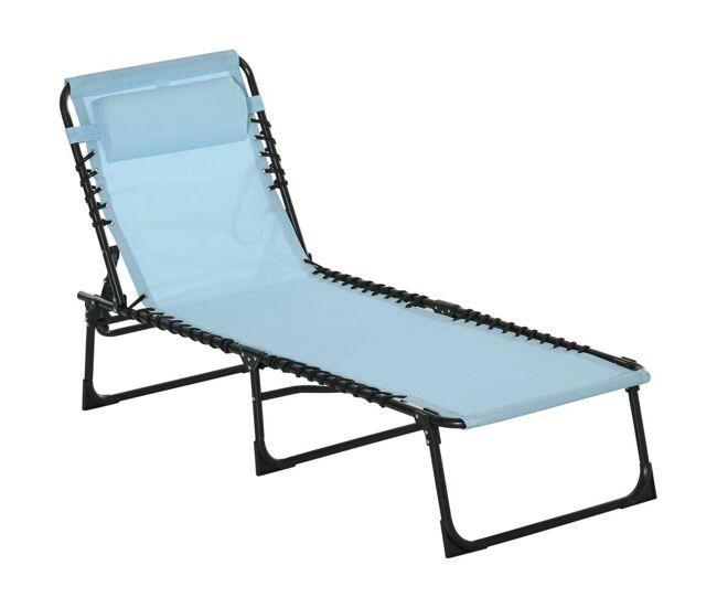 Outsunny espreguiçadeira dobrável jardim exterior reclinável 4 posições com apoio de cabeça e estrutura em aço carga 120 kg para terraço piscina praia