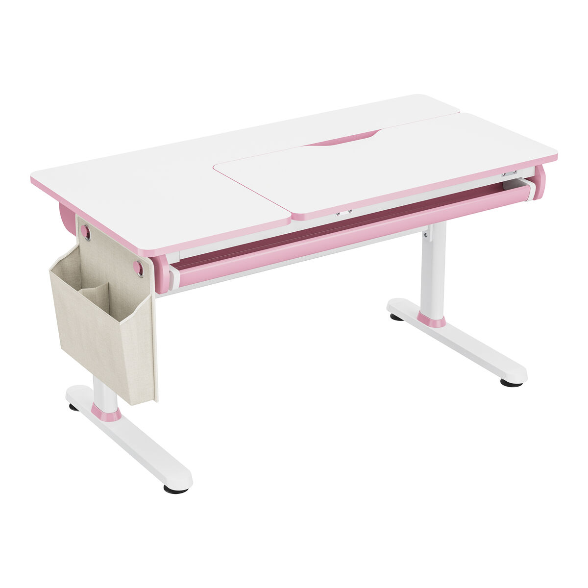 Secretária infantil kuosa regulável em altura aço 120x60 cm rosa / branco [en.casa]