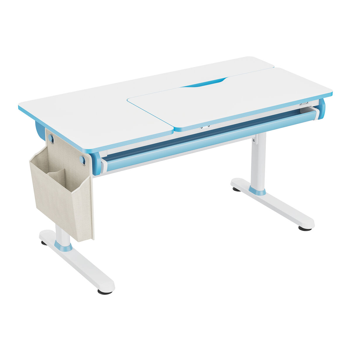 Secretária infantil kuosa regulável em altura aço 120x60 cm azul / branco [en.casa]
