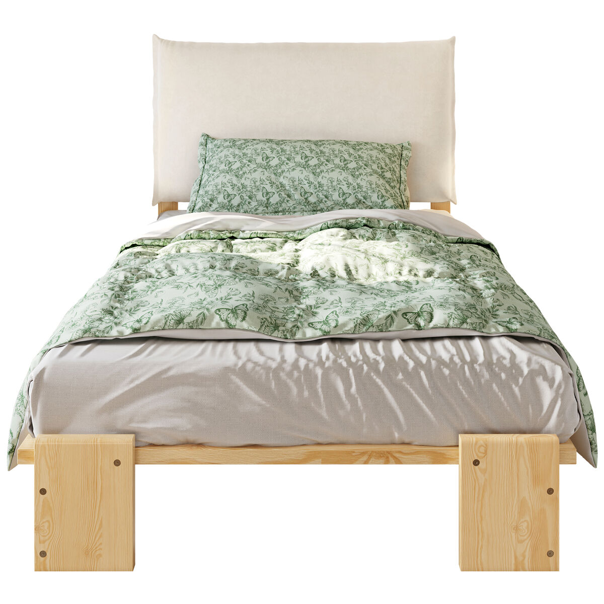 Cama juvenil,cama de solteiro de madeira maciça 90x200 cm,natural