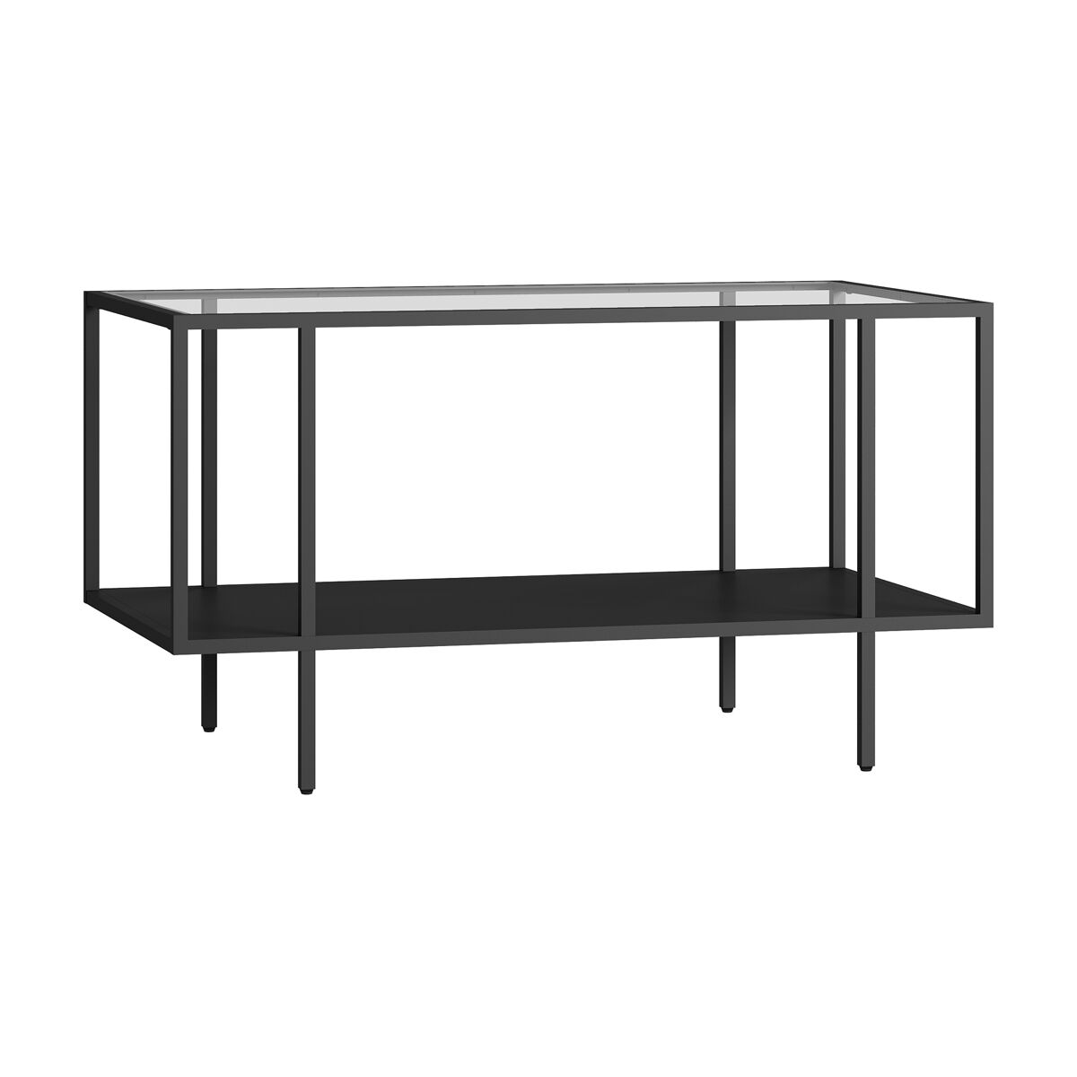 Mesa de centro nynna retangular vidro aço 90x50x50 cm preto [en.casa]