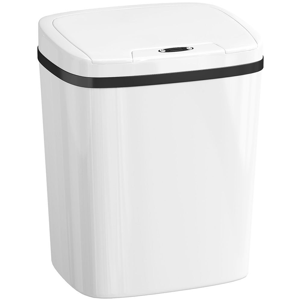 Homcom balde de lixo automático 15l papeleira de cozinha com sensor infravermelhos e modo manual anel de retenção antimarcas, para escritório casa