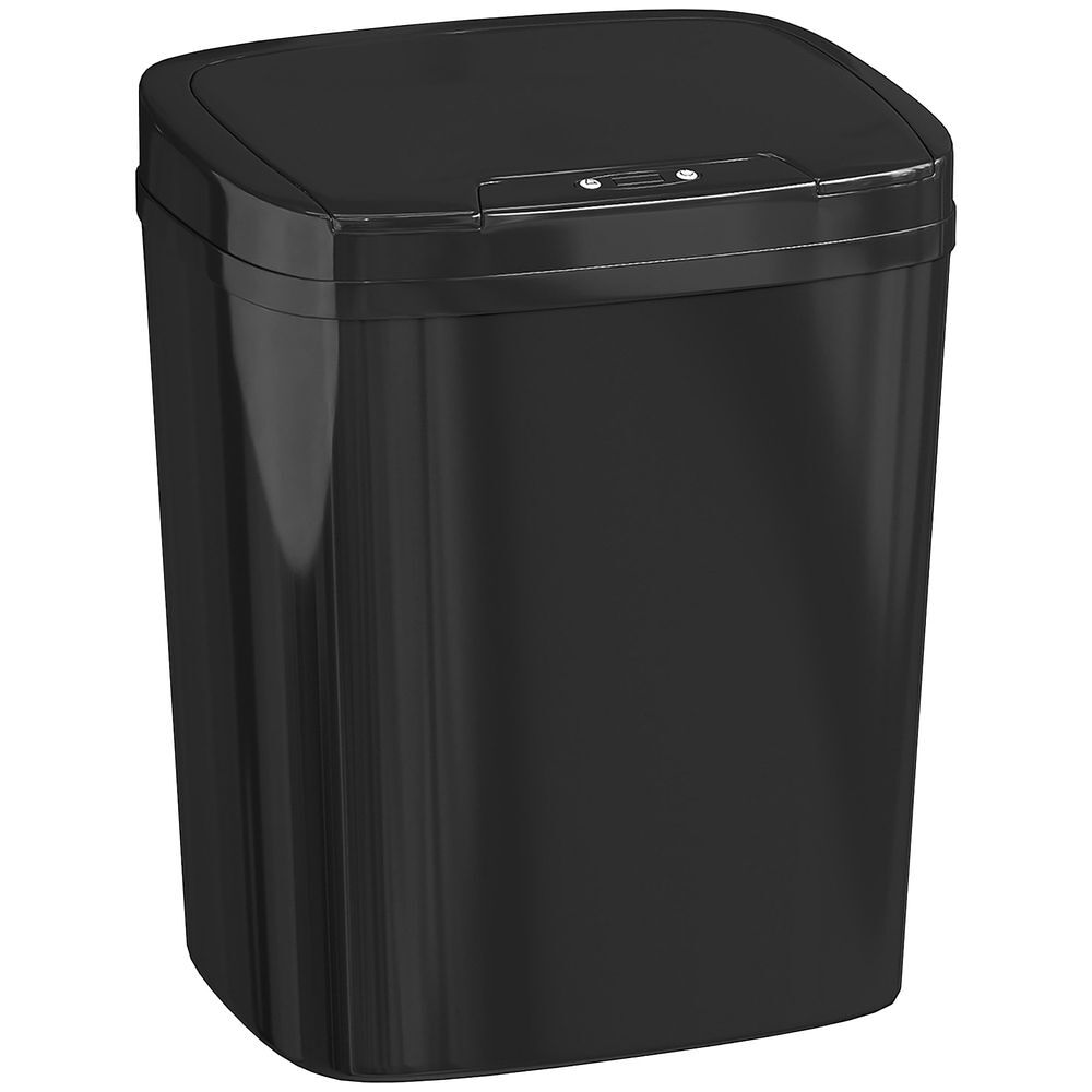 Homcom balde de lixo automático 15l papeleira de cozinha com sensor infravermelhos e modo manual anel de retenção antimarcas, para escritório casa
