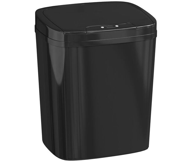 Homcom balde de lixo automático 15l papeleira de cozinha com sensor infravermelhos e modo manual anel de retenção antimarcas, para escritório casa