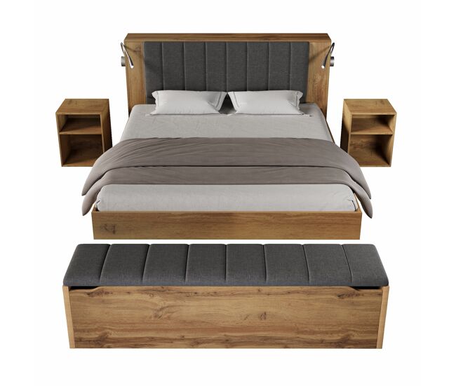 Cama de casal de madeira maciça 180x200 cm,carvalho