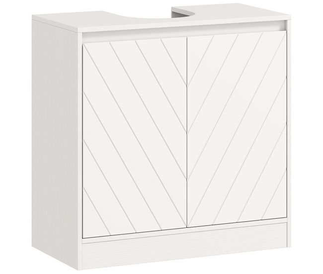 Homcom móvel para lavatório pousar móvel lavatório casa de banho com 2 portas e prateleira ajustável para lavatórios com ou sem pedestal estilo