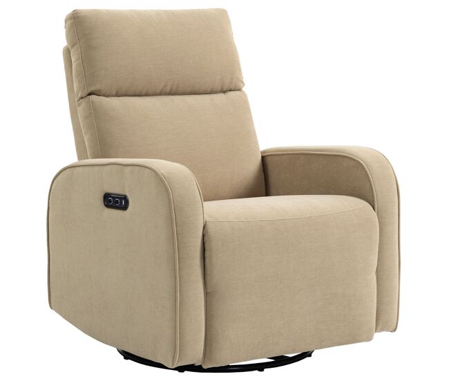 Homcom poltrona relax reclinável elétrica com motor duplo, poltrona de chenille giratória e de balanço com apoio de cabeça ajustável, portas usb e usb