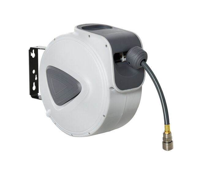 Durhand carretel de mangueira de ar comprimido automático 20 m conector de 1/4'' bsp com suporte de parede giratório 180° diâmetro interno 3/8'' (