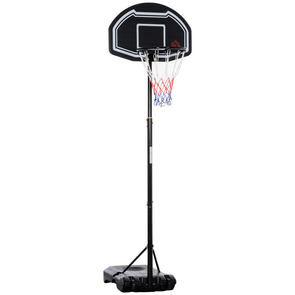 Homcom tabela de basquetebol para exterior altura ajustável 160-210 cm tabela portable com p rodas e base preenchível com compartimento para adolescentes e adultos