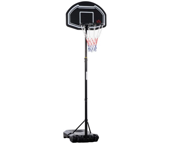 Homcom tabela de basquetebol para exterior altura ajustável 160-210 cm tabela portable com p rodas e base preenchível com compartimento para adolescentes e adultos