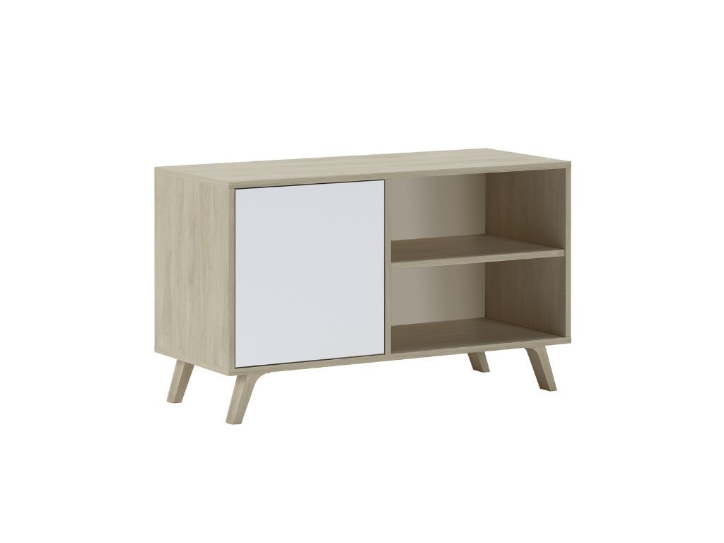 Móvel tv ambihome mint - branco/carvalho, c95xa57xp40cm