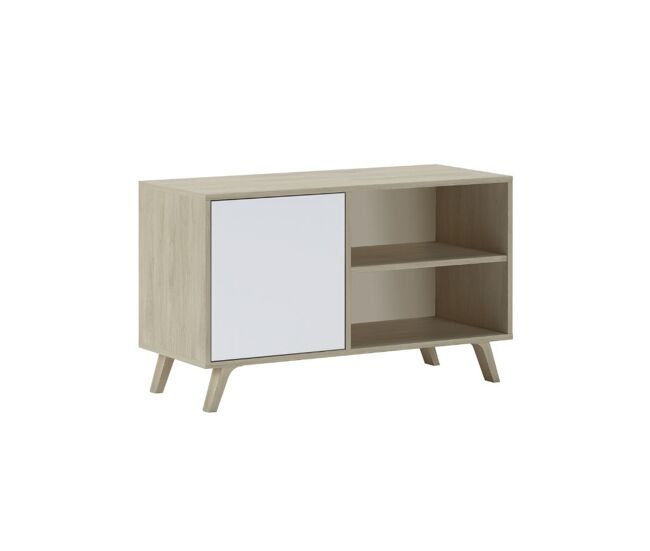 Móvel tv ambihome mint - branco/carvalho, c95xa57xp40cm