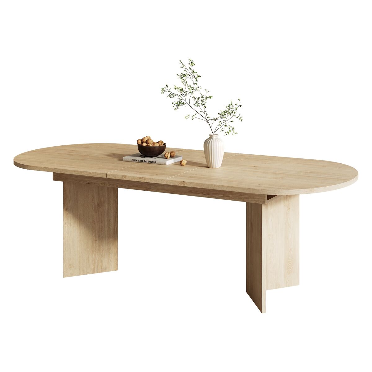 Mesa de jantar extensível 160/200x90 cm - cantos arredondados, tampo espesso - carvalho