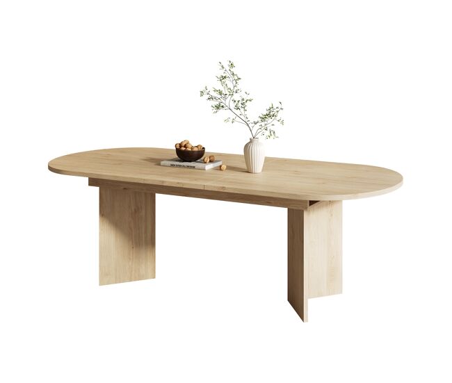 Mesa de jantar extensível 160/200x90 cm - cantos arredondados, tampo espesso - carvalho